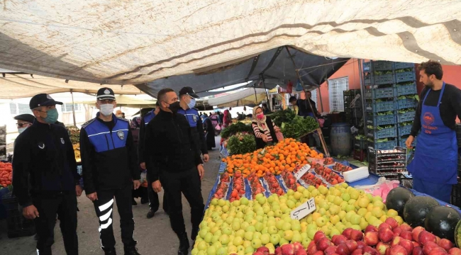 Toroslar zabıtasından semt pazarlarında etiket ve terazi denetimi