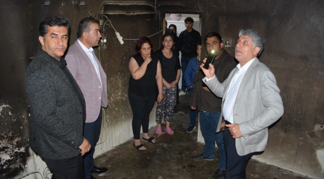 Başkan Yavuz'dan evi yanan aileye destek sözü