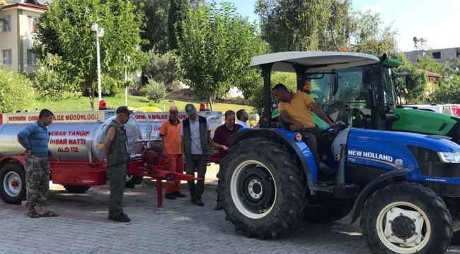 Anamur'da köylülere yangına ilk müdahale için su tankeri dağıtıldı