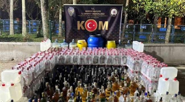 Yılbaşı öncesi Mersin'de bin 215 litre sahte alkol ele geçirildi