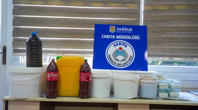 Tarsus'ta etiketsiz, menşei belli olmayan 700 kilogram ürün ele geçirildi