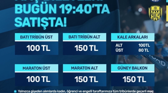 Adana Demirspor - MKE Ankaragücü maçının biletleri satışa çıkıyor