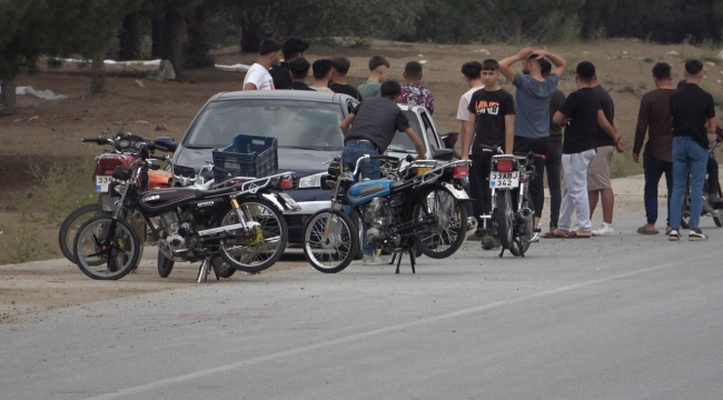 Trafiğe kapalı yol motosiklet yarış pistine dönüştü