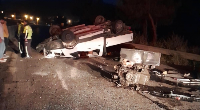 Hatay'da ters dönen kamyonetin sürücüsü yaralandı