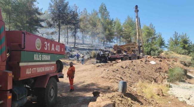 Sondaj aracında başlayan yangın ormana sıçradı