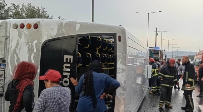 Tarım işçilerini taşıyan otobüs devrildi: 12 yaralı