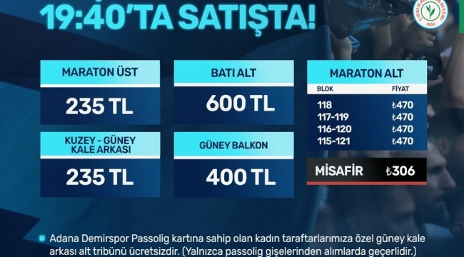 Adana Demirspor - Çaykur Rizespor maçının biletleri satışa çıktı