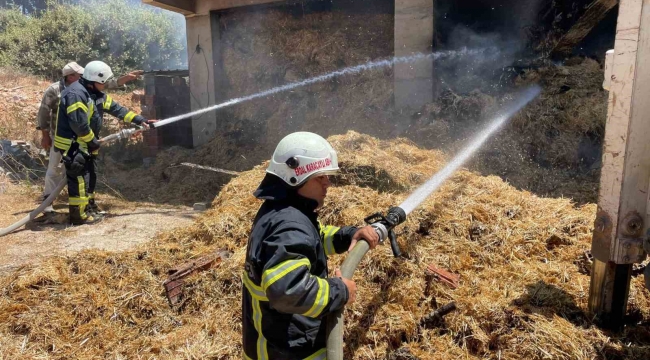 Defne'de samanlıkta çıkan yangın eve sıçramadan söndürüldü