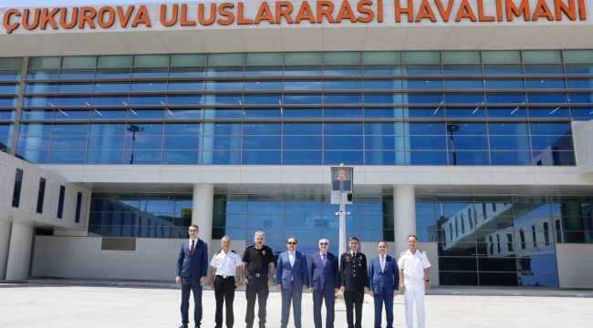 Valiler, Çukurova Uluslararası Havalimanı'nda incelemelerde bulundu