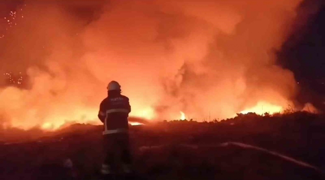 Hatay'da tarım arazisinde yangın: Alevler geceyi aydınlattı