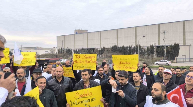 Hatay'da metal işçileri karayolunu trafiğe kapatarak eylemlerini sürdürdü