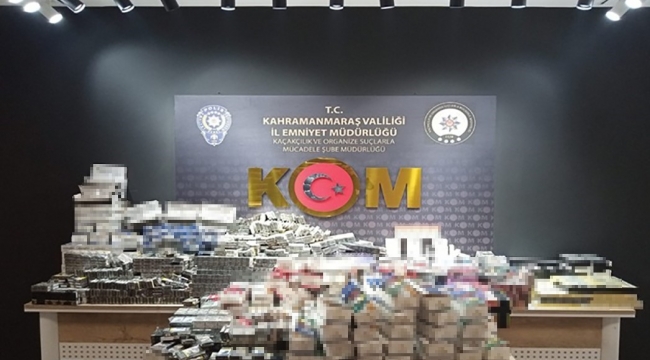 Kahramanmaraş'ta 6 bin 840 paket kaçak sigara ele geçirildi