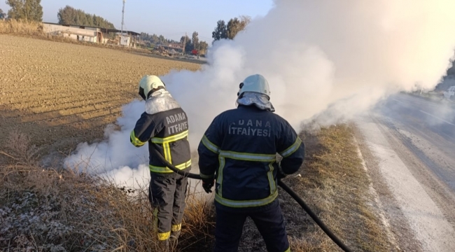 Adana'da aracın yanması sonucu 1 kişi yaralındı