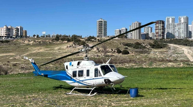 Helikopter, malzeme ve personel ikmalini boş arazide yaptı