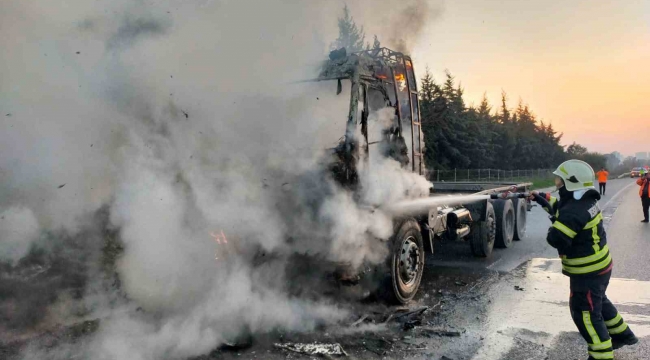 Mersin'de seyir halindeki kamyonda yangın